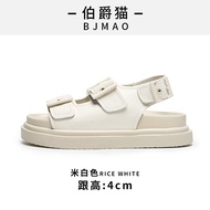 รองเท้าส้นแบนหนังแท้ชายหาดฤดูร้อนแบบใหม่ปี2023 piaget แคทรองเท้าผู้หญิงลำลองแบบเปิดหน้าเท้ารองเท้าแต