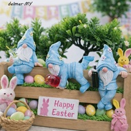DELMER Easter Garden Gnome, Little dwarf 3-Piece Set Resin Figurine, American Style Resin Material R