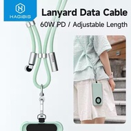 HAGIBIS PHONE LANYARD USB C CABLE 2 IN 1 PHONE STRAP C TO C C TO IP CHARGING CORD FOR iphone 15 14 P