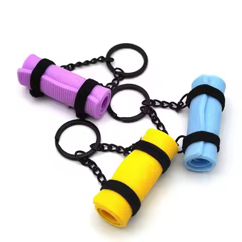 1Pcs Yoga Mat Mini Foam Roller Keyring Sports Style Silicone Foam Keychain Trinket Creative How To Y