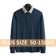 【Plus Size】9XL Men Business Long-Sleeved T-shirt Oversize Base Solid Color Polo Shirts