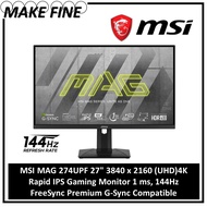 MSI MAG 274UPF 27" 3840 x 2160 (UHD)4K Rapid IPS Gaming Monitor 1 ms, 144Hz FreeSync Premium G-Sync Compatible