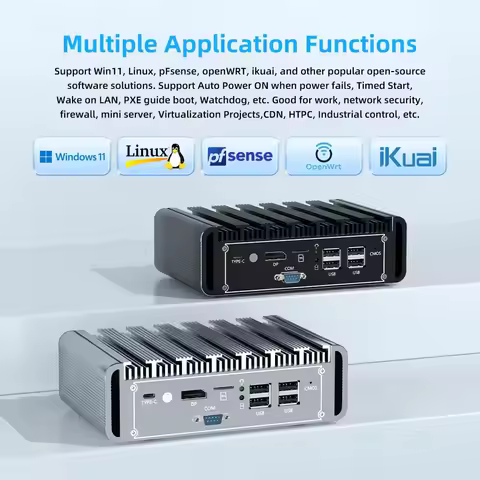ZXIPC Intel N100 Mini PC Computer Firewall Appliance Mini Desktop Hardware 5 Lan I225 2.5G Network E
