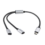 USB C Male to 2 USB C Female Cable Adapter Headphone Type C Charging Adapter 480Mbps Data Transmissi
