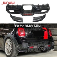 LED Light Rear Diffuser Bumper Chin Spoiler With Splitters Lips Bodykit for BMW MINI Cooper F55 F56 
