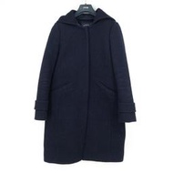 【UNITED ARROWS】日本品牌 可拆式連帽 壓縮毛料 短大衣 深藍 36 女