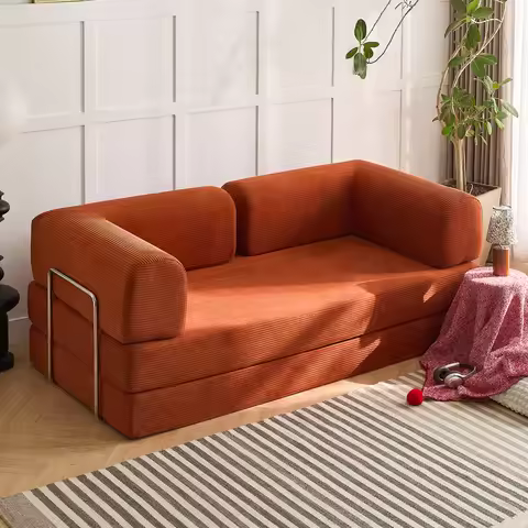 Folding Modular Sofa Bed, Convertible Floor Sofa, Leisure Sofa Bed, Corduroy Folding Mattress, Loung