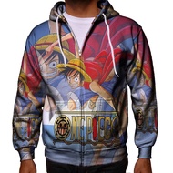 One Piece Anime Fans Fullprint Zipper Hoodie Jacket Polyester Jersey Material [Hoodie With Zipper] F