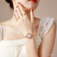 Popular [Official Store] Counter Quality White Face Four-Leaf Clover Maple Leaf Bracelet Watch Ladie