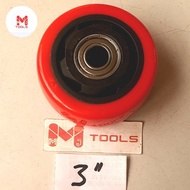 MERAH Wheels Only 3" - Red 3" PU Wheels - Double Bearing Trolley Wheels - Lori Wheels Price/pc