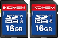INDMEM 16GB SD Card (2 Pack) SDHC Flash Memory Card UHS-I U1 Class 10 High-Speed Full HD Video Compa
