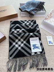 全新圍巾/絲巾Burberry Check Cashmere Scarf (Black)