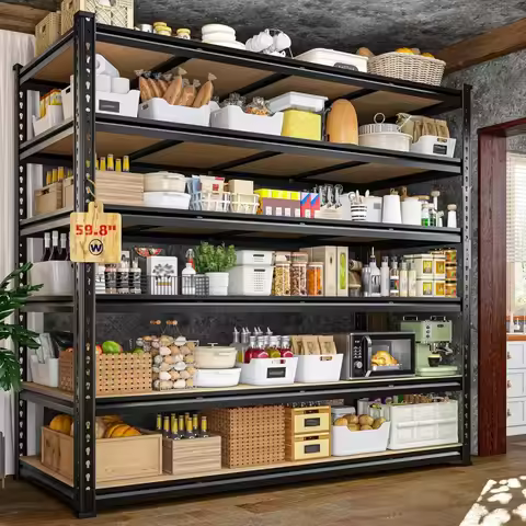 83.8"H Garage Shelving 59.8"W Metal Shelving 3000LBS Storage Shelves Heavy Duty Garage Shelves Adjus