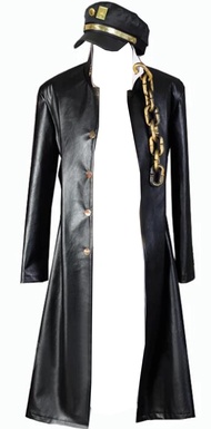 Anime Jotaro Kujo Cosplay Costume Leather Coat Jacket Halloween Uniform Cloak Hat Custom
