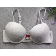 Bra (Forward) With Fabric Lint Gray Size 75C/34C With Underwire No Foam Padding Clean (D16)