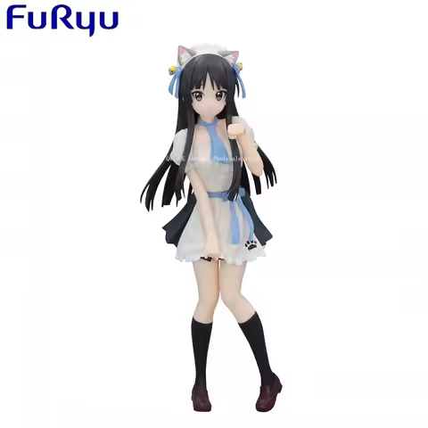 Original Genuine FuRyu Trio-Try-iT K-ON 22cm Mio Akiyama PVC Model Toys Action Figures Gifts For Boy
