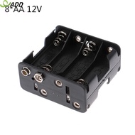 ADD 8*AA 12V Battery Clip Slot Storage Holder Box Case With 9V Snap Connector AB