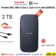 SANDISK external SSD 2TB/1TB (800MB/s) (E30) USB3.2 Gen2 external harddisk hdd NVMe ฮาร์ดดิสก์ for โทรศัพท์ ipad PC PS5 PS4 portable SSD พกพา ของแท้