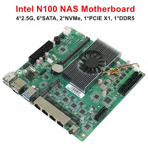 Intel N150 N100 NAS Motherboard 6-Bay 6*SATA3.0 4*2.5G i226 1*PCIE X1 1*DDR5 4800MHz Low Power Firew
