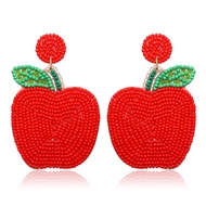 Beaded Earrings HandmadeTeacher Apple Bead Dangling Earrings Funny Fruit Drop Dangle Earrings for Wo