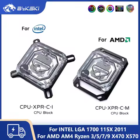 Bykski CPU Water Block For INTEL LGA 1700 115X 2011 /AMD AM4 Ryzen 3/5/7/9 X470 X570,CPU Water Coole