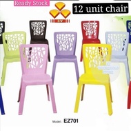 12 unit unit 3V High Quality Stackable Dining Plastic Chair kerusi plastik bangku plastic  Ez-701