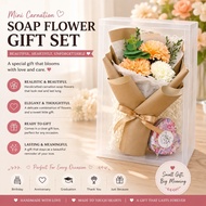 Set Hadiah Mini Buket Bunga Sabun | Kotak Custom | Hadiah Hari Jadi / Mini Soap Carnation Flower Set