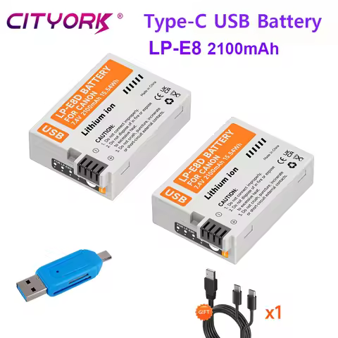 LP-E8 LP E8 LPE8 Battery with USB Charging for Canon EOS Rebel T3i T2i T4i T5i 600D 550D 650D 700D K