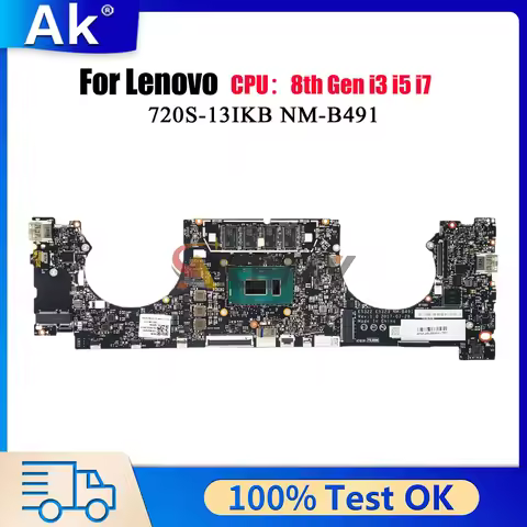 NM-B491 For Lenovo Ideapad 720S-13IKB with i5 i7 8th Gen 8GB RAM Laptop Motherboard 100% Tested OK