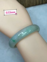 53##天然A貨翡翠白底青貴妃手鐲