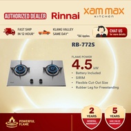 Rinnai RB-772S 2 Burner Built-in Gas Hob / 4.5kW Stainless Steel Kitchen Gas Stove / RB-27HS