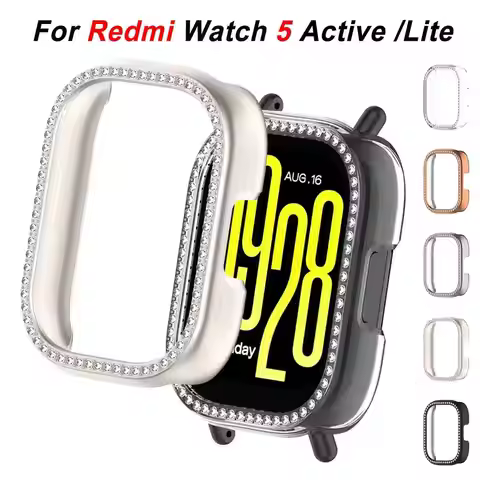 Bling PC Hollow Case for Redmi Watch 5 Active/ 5Lite Smart Watch Diamond Crystal Bumper edmi Watch 5
