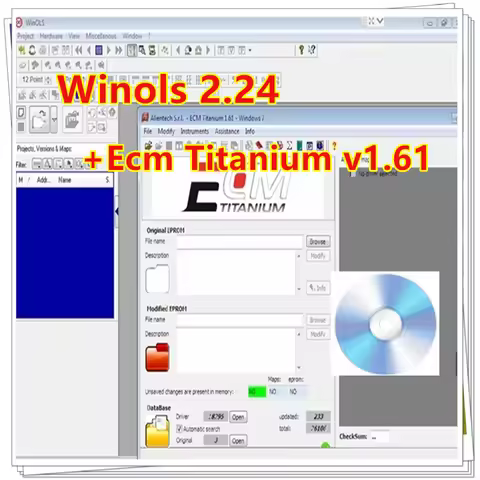 Winols 2.24 Car Maintenance + Ecm Titanium v1.61 26000 Drivers with Unlock Patch + Damos Files + PDF