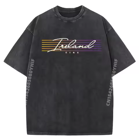 Nostalgic Retro Style Ireland Luxury T Shirt Men's High Quality Classic Washed Clothing St Patrick's