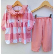 BAJU SETELAN HARUKA PINK // SET ZAVINA // Setelan Anak Perempuan Usia 2 3 4 5 6 Tahun Kotak Kotak