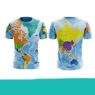 [Ready Stock] Tshirt World Map Sublimation / Baju Global Map Microfiber Eboq / Jersey Sublimation / 