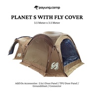 PAYUNG.CAMP Planet S Dome Shelter with Fly Cover Canopy Fly 6 person Camping Outdoor Flysheet Khemah