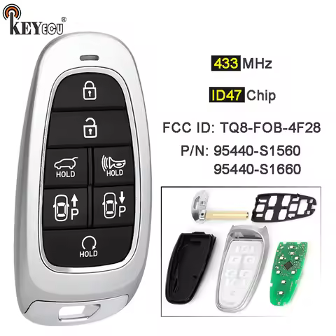 KEYECU 433MHz ID47 Chip PN: 95440-S1560 95440-S1660 TQ8-FOB-4F28 Keyless GO Smart Remote Key Fob for