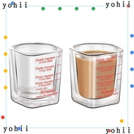 YOHII 2pcs Espresso Shot Glass, 6*6*5 CM Glass Measuring Cup, Expedient Black/Red Square Glass Cup Bar