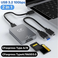 2 in 1 CFexpress Type A B SD Card Reader CFexpress Reader with USB C To USB C/A Cable Support/Window