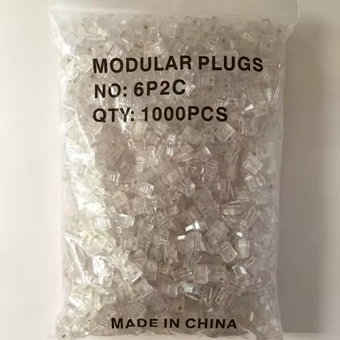 1000PCS 6P6C 6P4C 6P2C Crystal Head Modular Plugs For RJ25 RJ14 RJ11 Jack Phone Cables