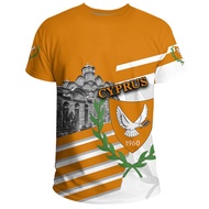 Trendy 3D Printed Cyprus Flag T Shirt Men Streetwear Coat Of Arms Graphics T-shirt Round Neck Short 