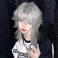 rambut palsu lelaki Rambut palsu ekor serigala, rambut pendek unisex, kepala samurai Jepun, kepala m