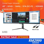 PRISM+ X490 49 144Hz HDR Super Ultrawide DFHD Curved 32:9 [3840 x 1080] FreeSync Gaming Monitor