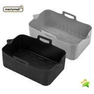 MERLYMALL Air Fryer Baking Tray, Rectangle Silicone Air Fryer Basket, Reusable Rectangle Basket Cont