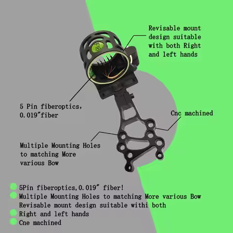 F16 Compound Bow Sight Adjustable 5Pin 0.019" Optic fiber Four directions tuning with light Hunting 