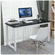 電腦桌辦公室書桌學習桌 100x60x75cm 黑色+白腳