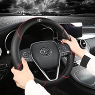 【New】Leather Steering Wheel Cover For Toyota Alphard Avanza Camry Corolla CHR Altis Hilux Innova Vios Wish Yaris Fortuner 86 New Design Ultra-Thin Breathable Style Car Accessories