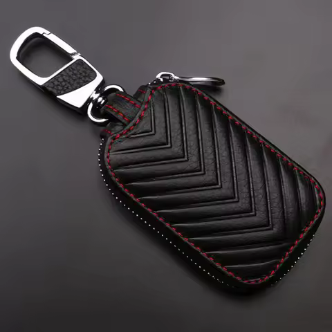 Leather Car Key Case Cover Zipper Bag Protector For Volkswagen VW ID.4 ID4 ID.5 ID5 1st Cupra Born G