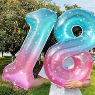 40 Inch Pink Blue Star Number Balloon Number Foil Balloon Happy Birthday Party Number Balloon